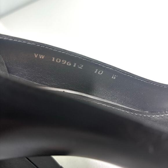 Stuart Weitzman Black Leather Block Heel Pump Rounded Square Toe 10 - Picture 8 of 8